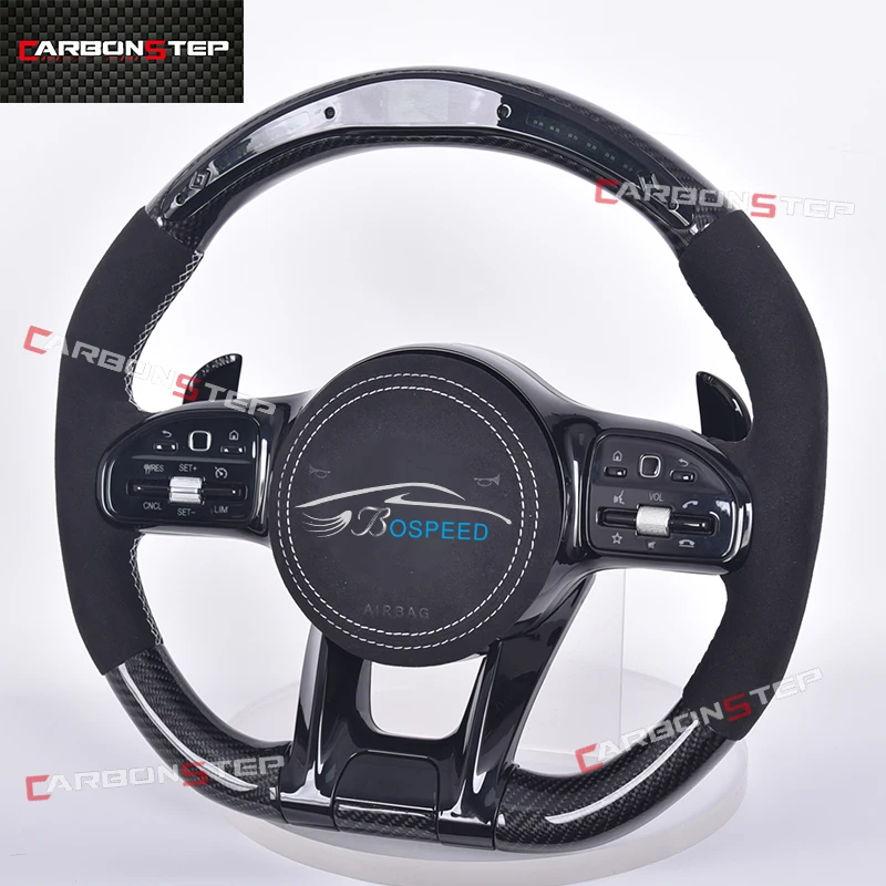 

For Mercedes Benz Carbon Fiber Led Steering Wheel W205 AMG W212 W213 CLA C300 GLC SLK E200 W164 W124 CLA C63s Upgrade Leather