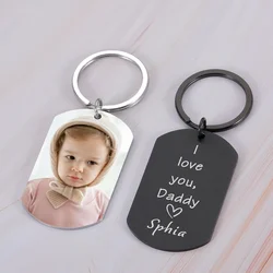 Custom Photo KeyChain Customized Name Photo Gift for Dad Father's Day Gifts Personalized Picture Keychain for Car Keys Keyrings