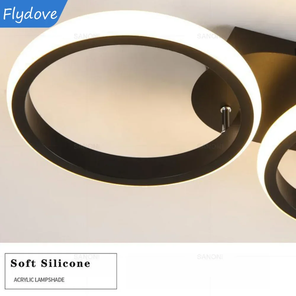 Nowoczesne czarno-białe lampy sufitowe LED Żyrandole Przejście Przedpokój Sypialnia Salon Jadalnia Schody Wystrój wnętrz Lustre Oprawy