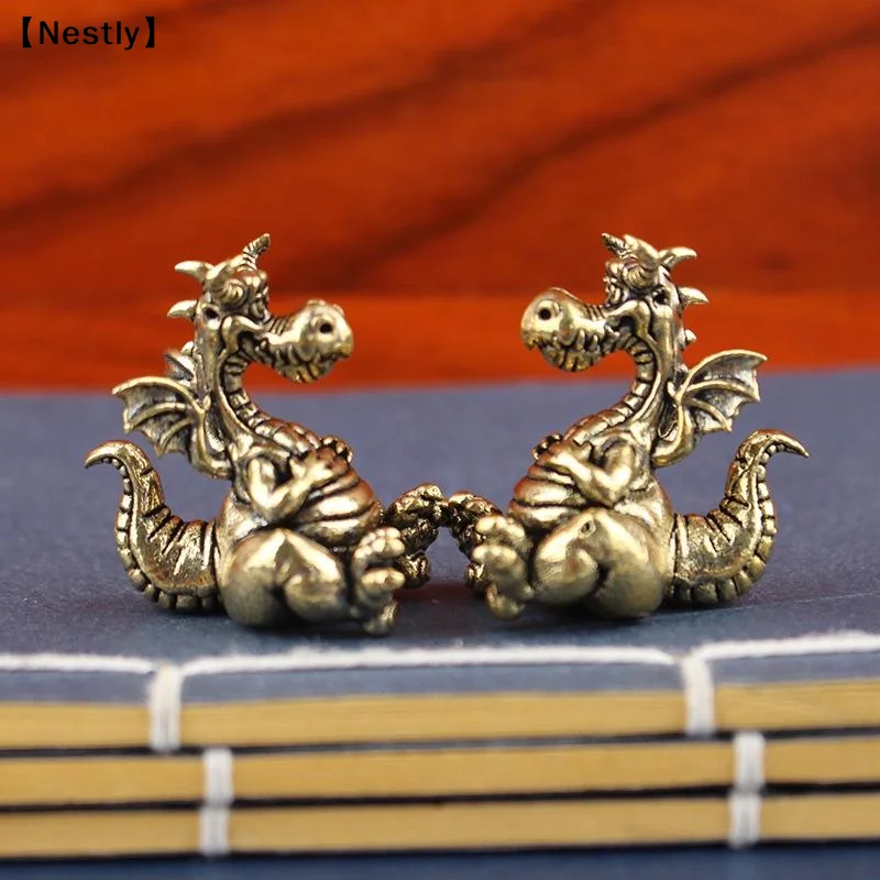 Fengshui Chinese Flying Dragon Statue Figurines Vintage Brass Lucky Animal Decorative Figurines  Decora Ornaments Crafts〔Nest〕