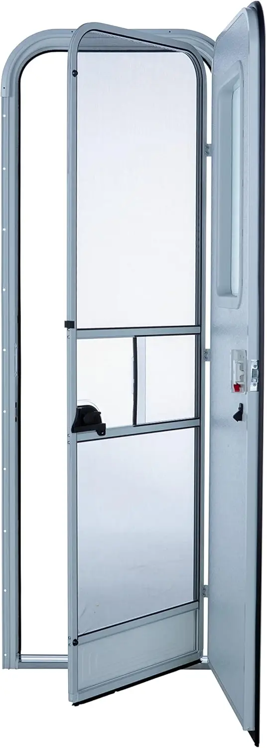 Right Hinge Rv Radius Entry Door With Screen Door, Polar White