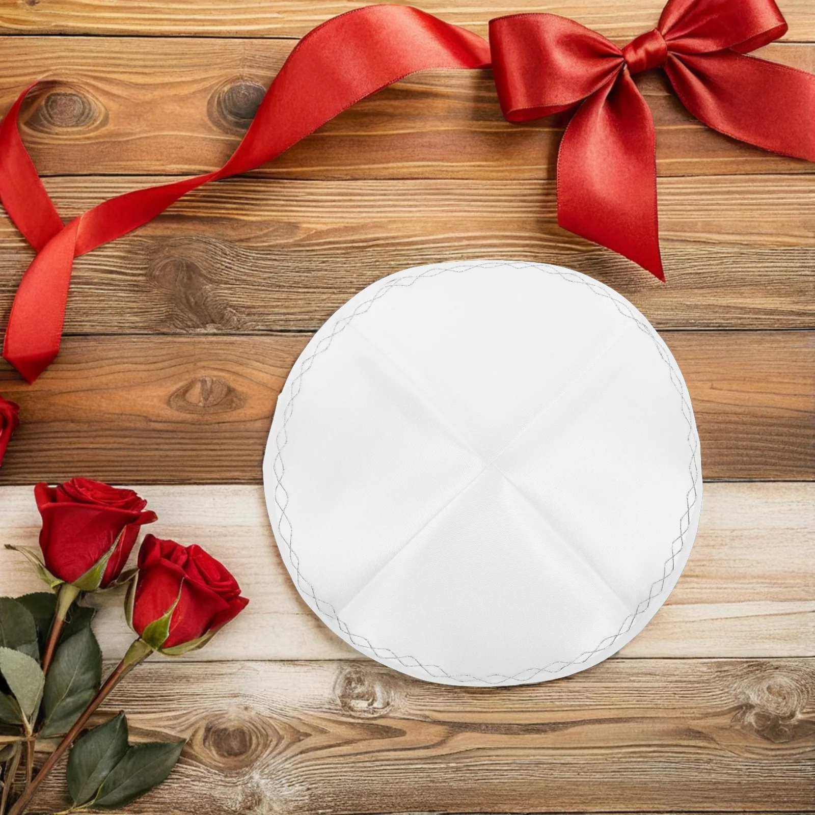 يهوديكا الأبيض كيباه الصلاة شقة يامولكي قبعة الجمجمة الدينية ميتزفه الزفاف شابات قبعة المراهقين الرجال قبعة يهودية #2