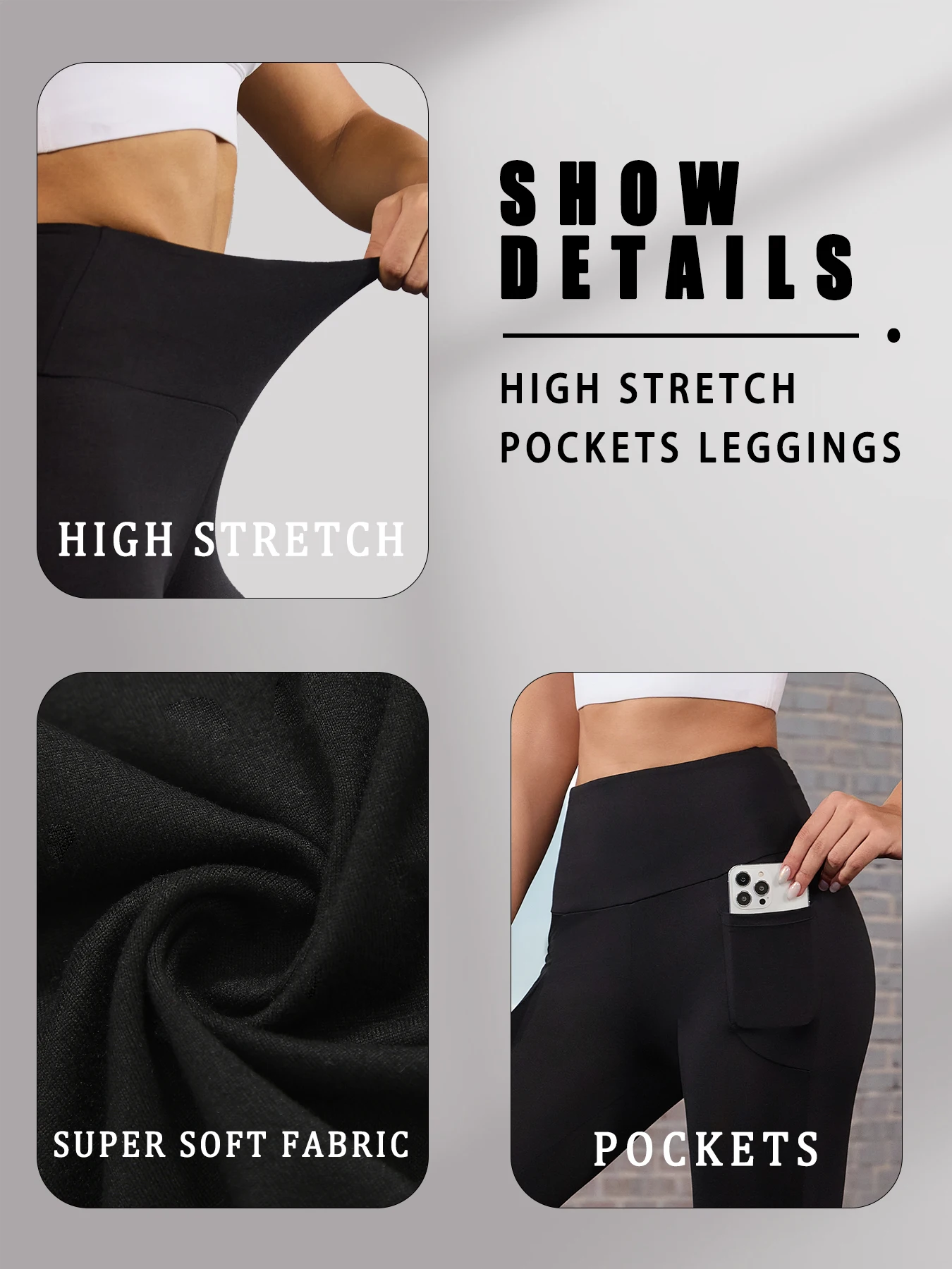 Super miękkie legginsy z wysokim stanem i kieszeniami - damskie spodnie do jogi modelujące brzuch, idealne do ćwiczeń i na co dzień