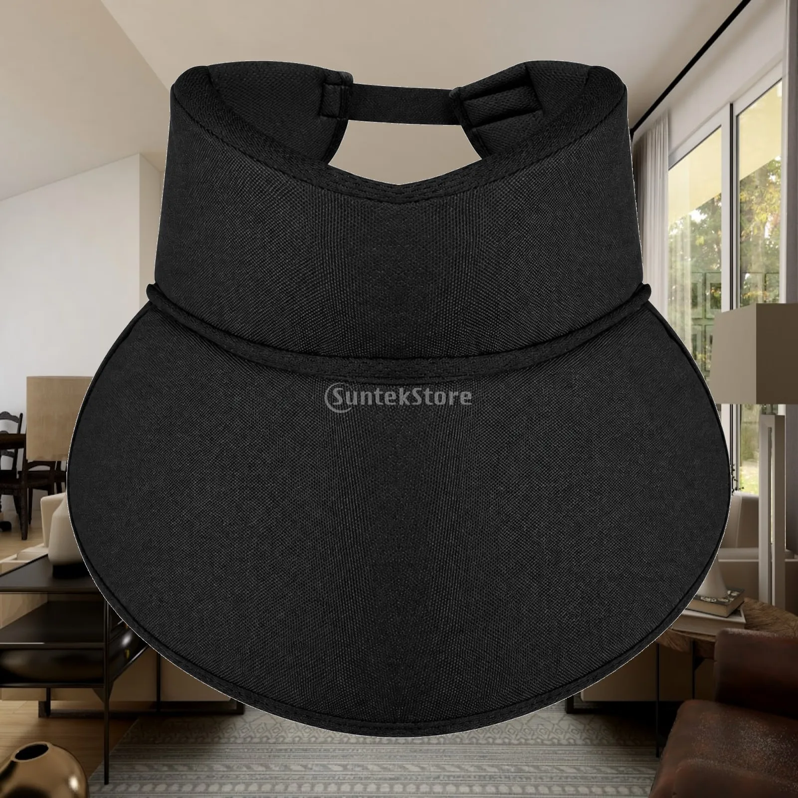 Hockey Neck Protector with Wide Bib Panel Soft Sponge Cushion Adjustable Hook Loop Strap for Ice Skating Safety Gear