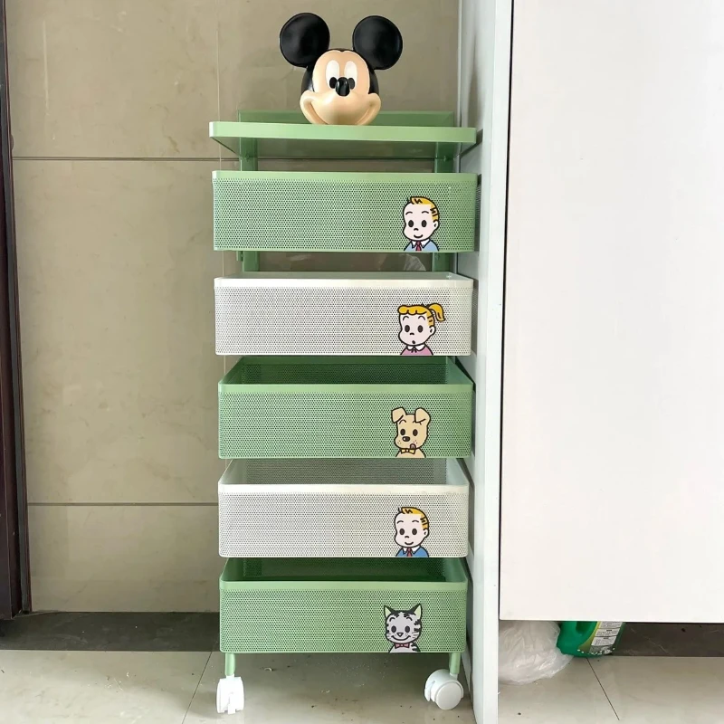 Green handcart rotating storage rack, integrated installation free, living room snack, kitchen