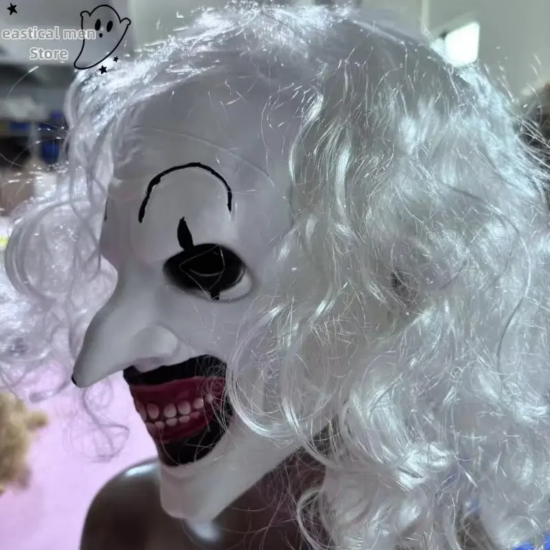 

Halloween Carnival Scary Movie Cosplay Mask Adults Terrifier The Clown Cosplay Wig Mask Head Cover Hat Mask Outfits