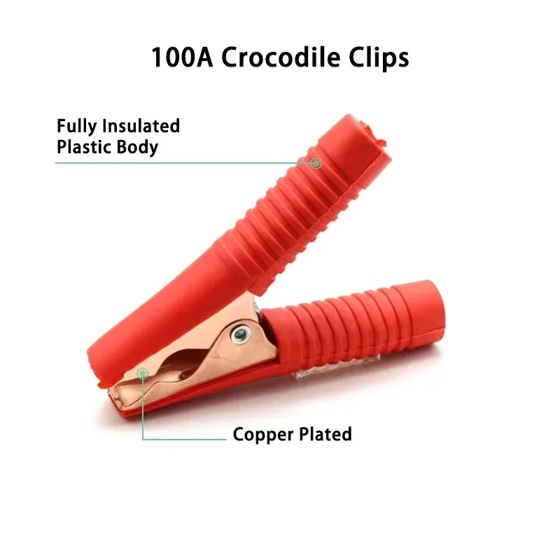 1 Pair Black+Red Set Copper Crocodile Clips 30A ~ 300A for Car Caravan Van Batteries Test Lead Plug Power Connector Battery Clip