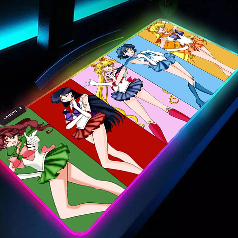 

RGB Mouse Pad S-Sailor Moon 90x40cm Anime Carpe Large Gamer Computer LED Mausepad Keyboard Gaming Accessories Backlight Desk Mat