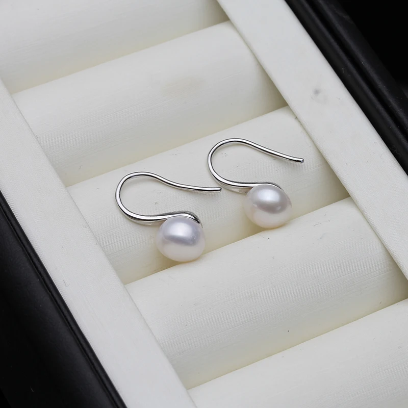 Hochzeits-Ohrringe mit grauen Naturperlen, schwarze trendige 925er Sterlingsilber-Süßwasserperlen-Ohrringe für Damen – Detail 2