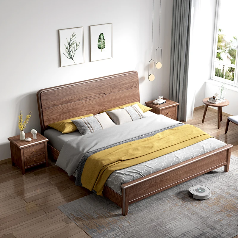 

//+Japanese Solid Wood Bed Sleeping Design Queen Bedroom Lounge Unique Salon Bed Modern Frame Trendy Muebles Unique Furniture
