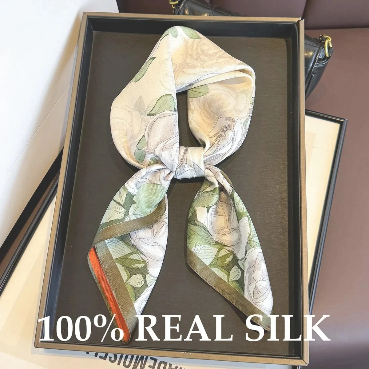 

100% Pure Silk Square Scarf Luxury Scarves Wrap Foulard Bandana Summer Sun Protection Shawl Poncho Multi-functional Decoration