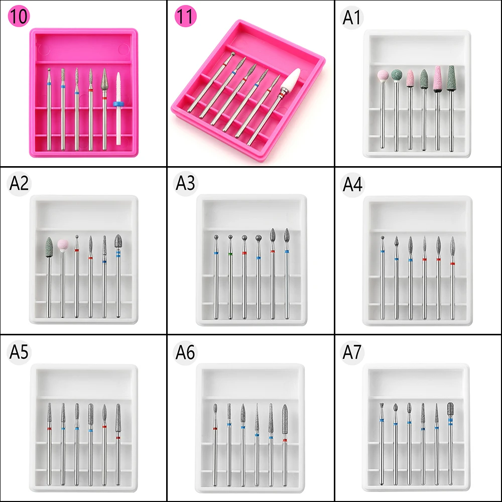 6 قطعة/الوحدة السيراميك الماس قاطعة المطحنة ل مانيكير مسمار الحفر آلة كهربائية اكسسوارات بت مجموعة لدغ باديكير أدوات الرسم #3