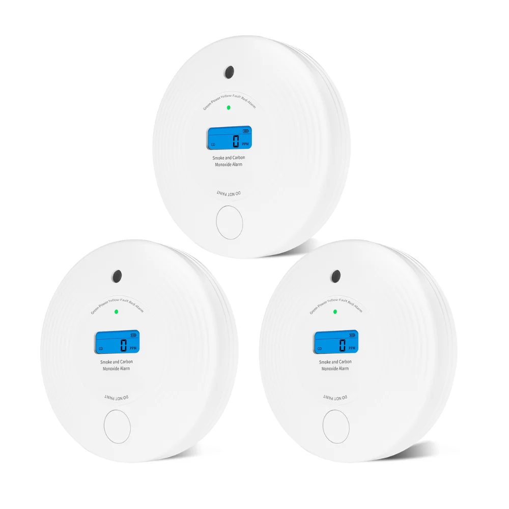 Combo Smoke Detector&Carbon Monoxide Detector 10 Year Battery, Smoke Alarm CO Detector with Large Display, Standalone
