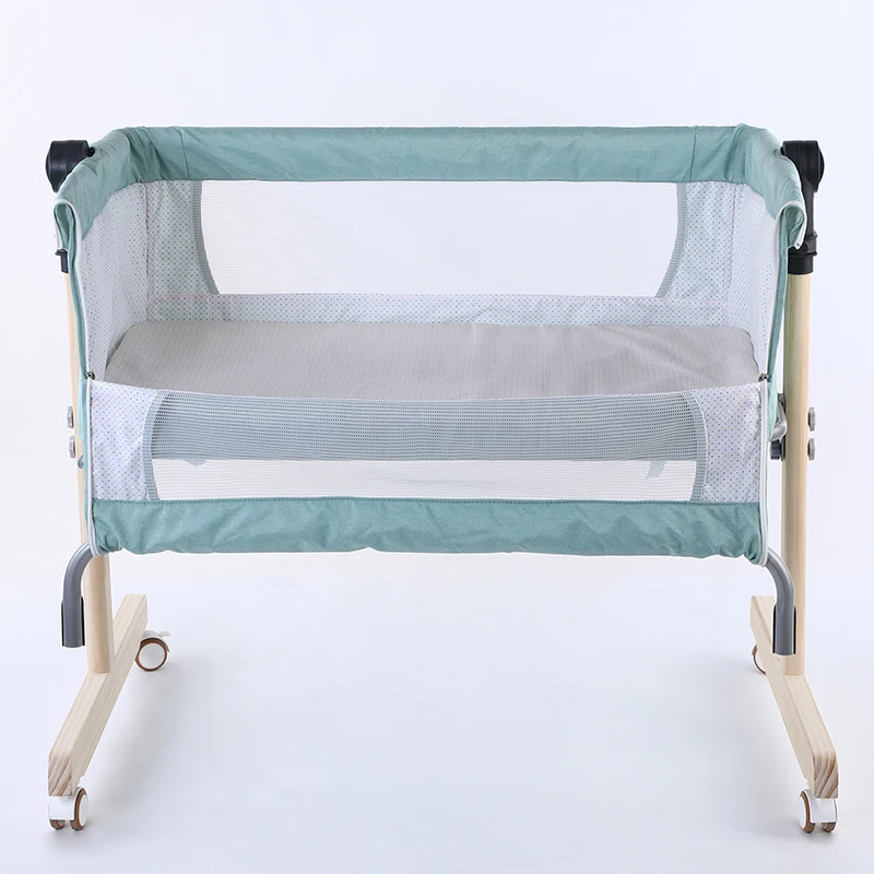 Born Small Baby Bed Bed Side Baby Bed Factory Direct Sales New Crib Simple, Stylish and Portable Pine Wood, Cloth Accept OEM