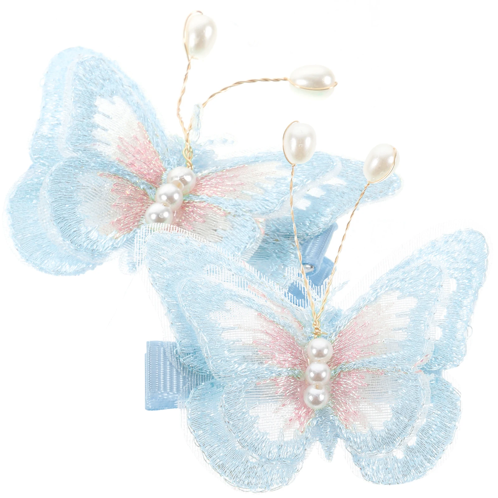 

2pcs Butterfly Hair Clips For Girls Women Fabric Metal Double Layer 3D Decorative Hair Barrettes Small Aesthetic Accessories