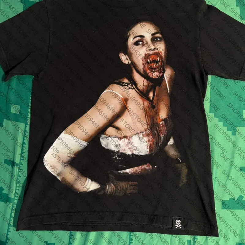 

Unisex Horror Graphic T-shirt Vampire Bloody Face Print Short Sleeve Tee Goth Grunge Dark Aesthetic Tops