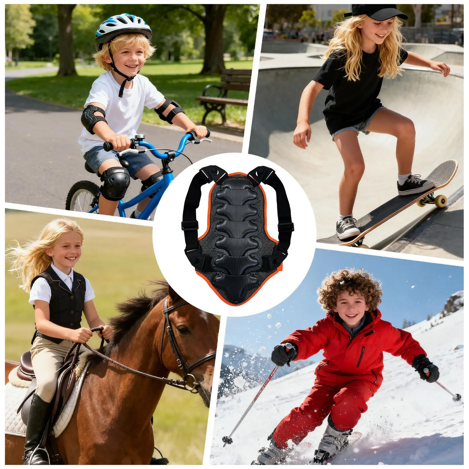منصات التزلج على الجليد لمنع السقوط وسادة العمود الفقري وسادات الورك للكرة الطائرة لركوب الدراجات على الجليد والتزلج على الخيل #5