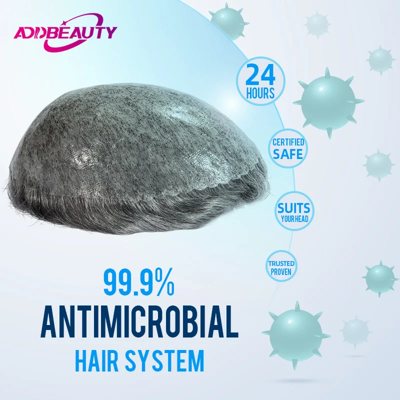 

Antibacterial ISKIN Men Toupee With Knots Real Human Remy Hair Wigs Thin Skin Full PU 0.12-0.14cm Men's Wigs Natural Hair System