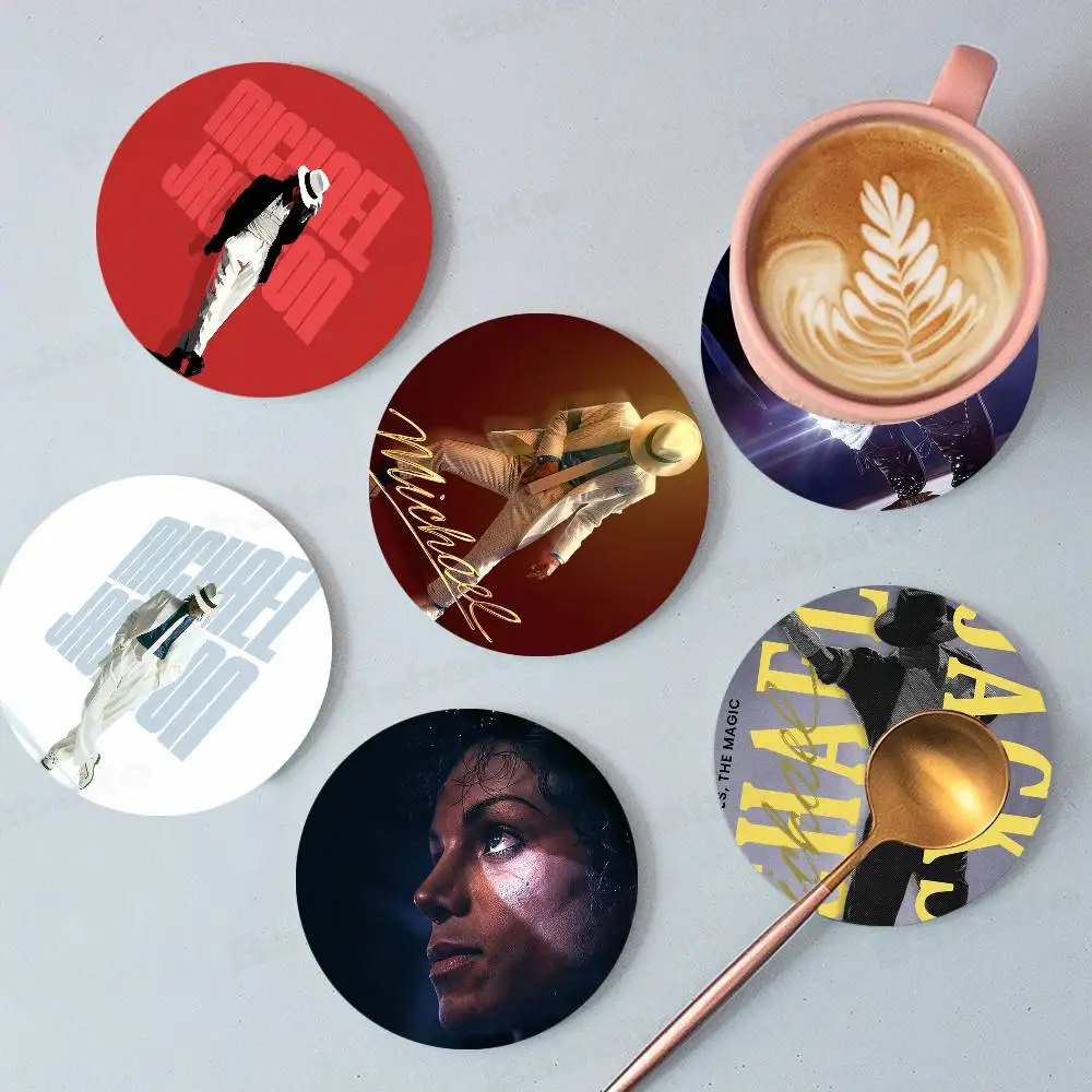 Popular Singer M-Michael J- Jackson Classics Wood Coaster Set - Heat Resistant for Tea & Coffee, Home Cafe Decor Holiday Gift