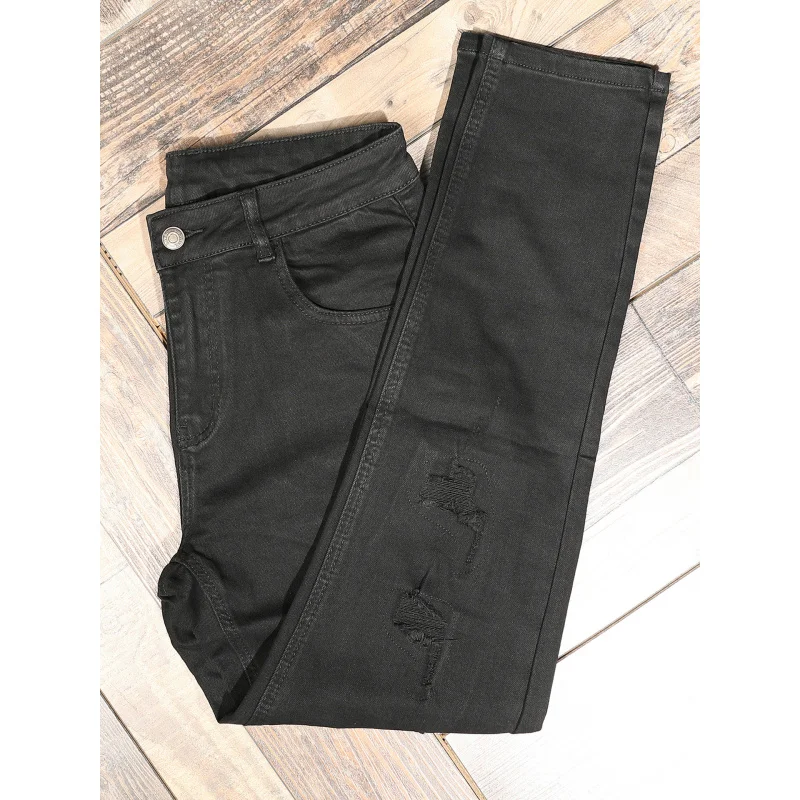 جينز أسود عالي الجودة للرجال ماركة عصرية عصرية بفتحة مرنة للشارع وأقدام صغيرة وسراويل وسيم