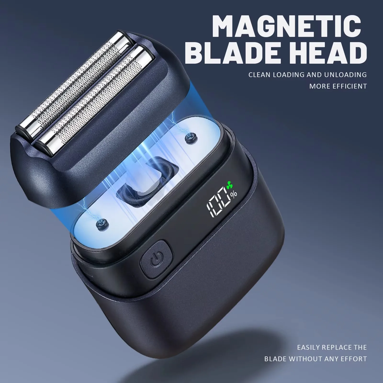 Portable Digital Display Reciprocating Electric Shaver, Water-washable, Magnetic, Mini Dual-blade, Mini square Box Shaver