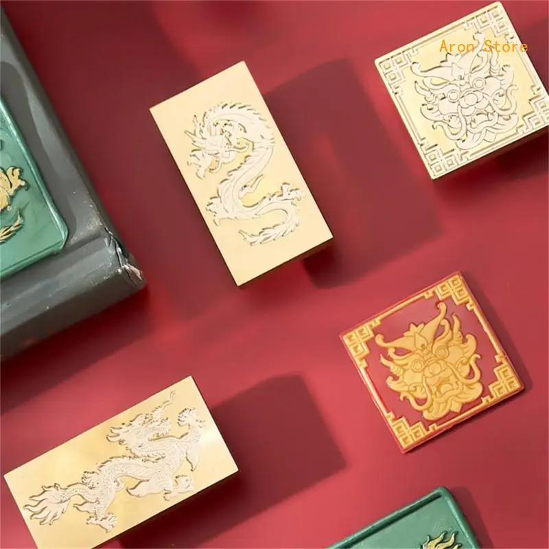 Tête tampon cire à Dragon, pour carte-cadeau du nouvel chinois, enveloppe lettre H3CF