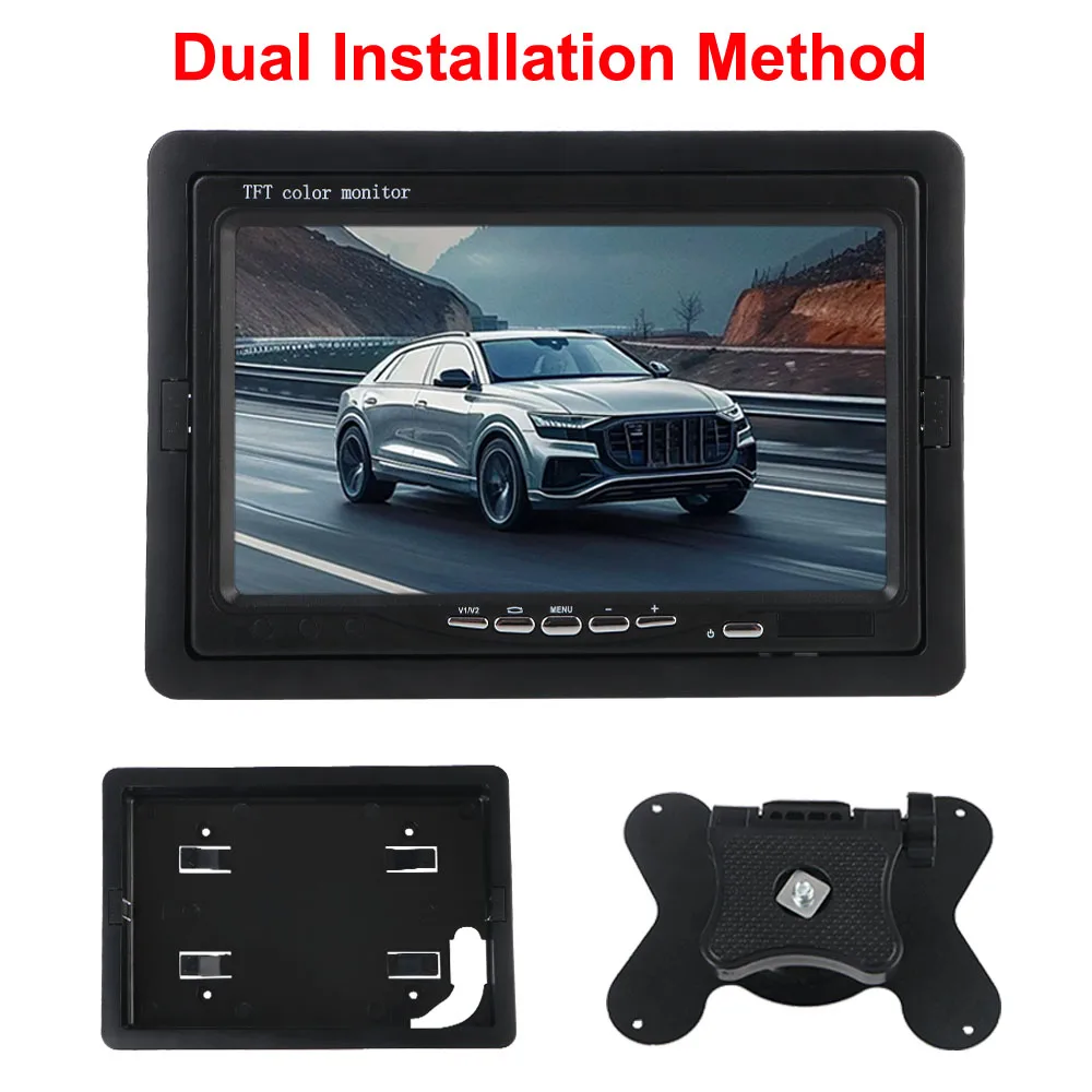 9V-35V 7 Inch TFT Screen Reverse Priority Car Rearview Monitor HD Video Support Auto Parking Assist Universal Full Color Display