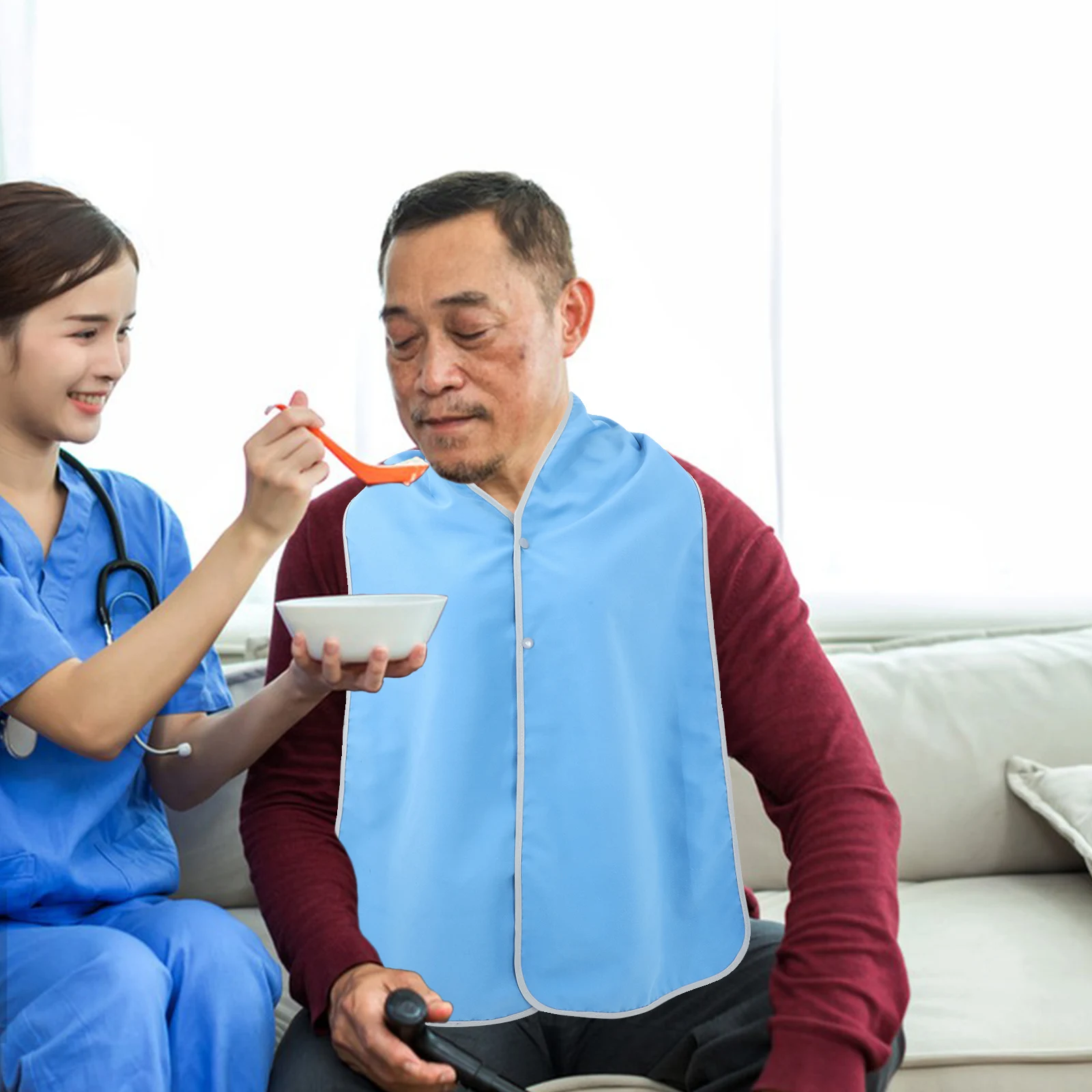 

Elderly Drool Towel Eating Bib Adult Feeding Scarf Soft Polyester Plate Guards Ergonomic Bibs Seniors Care Nutrition Assistance