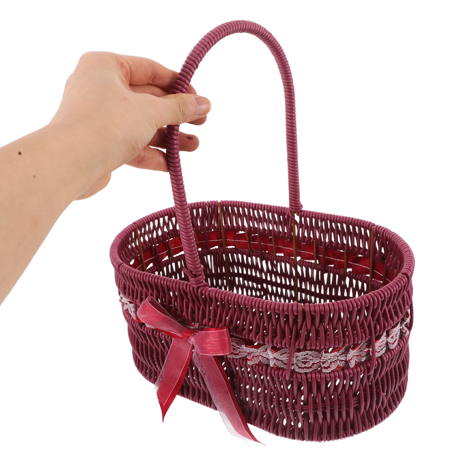 

H woven Storage Baskets Rustic Flower Home Decor Lightweight Portable Woven Basket Multifunctional Wedding Garden Harvest Basket