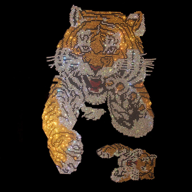 New Wave Cute Affectionate Tiger Iron-On Picture Rhinestone Accessories DIY Iron-On T-Shirt Denim Decoration