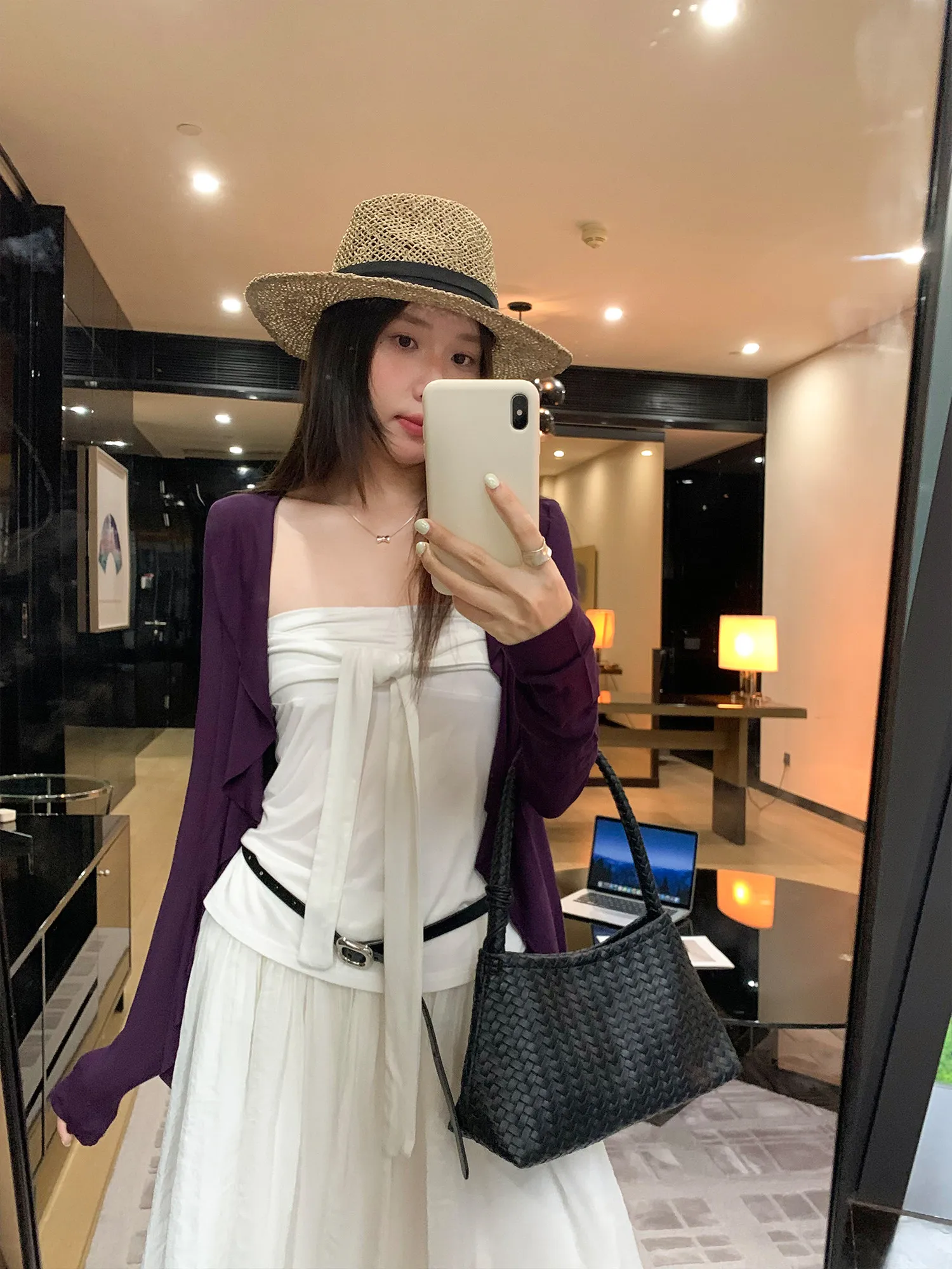 Camiseta tipo cárdigan abierta de manga larga estilo francés para mujer, Top fino y hermoso con ribete de encaje, mezcla de Modal y Lycra, novedad de verano