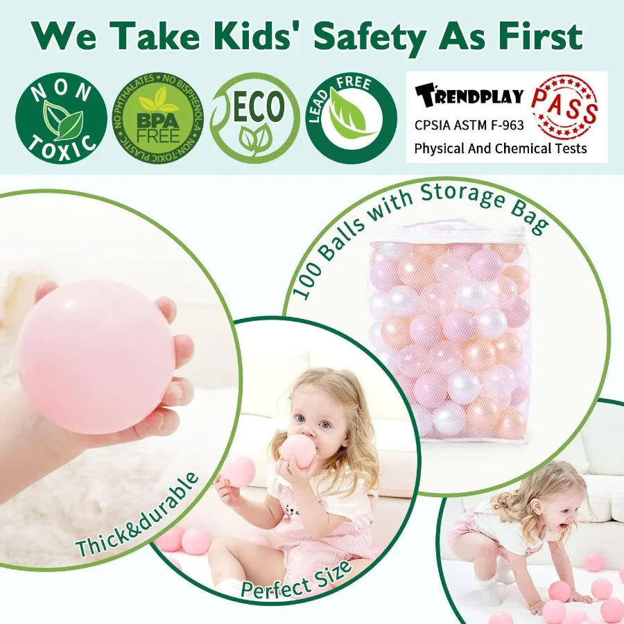 ลูกบอลพลาสติกสำหรับบ่อบอล ขนาด 2.2 นิ้ว แพ็ค 100 ลูก บอลกลวง เหมาะสำหรับสระเด็กเล็ก งานปาร์ตี้ ตกแต่งงานเทศกาล