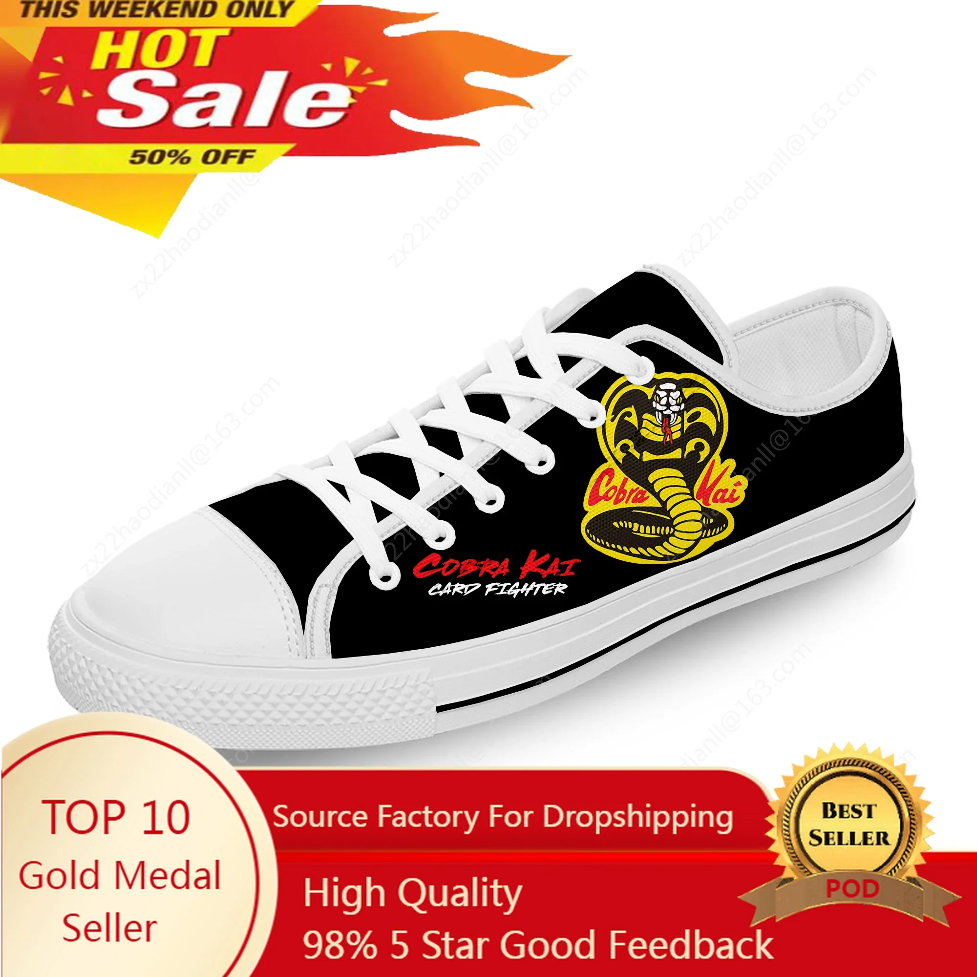 

Cobra Kai Logo Low Top Sneaker Men Women Teenager Canvas High Quality Sneaker Casual Custom Made Shoes Custom Shoes