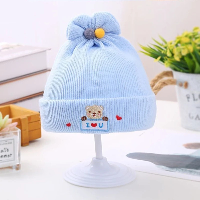 Newborn I LOVE YOU Baby Knitted Wool Hat Autumn Winter Soft Baby Beanie Hats For Kids 0-6 Month Boys Girls