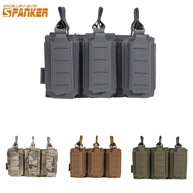 

Triple Mag Pouch Open-Top Rifle Mag Pouches and Pistol Magazine Pouches for M4 M16 AK Molle Backpack Airsoft Gear