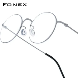 FONEX Titanyum Gözlük Çerçevesi Erkekler Marka Tasarım Yuvarlak Kore Japaness Ultralight Gözlük Morten Vidasız Danimarka Gözlük 85885