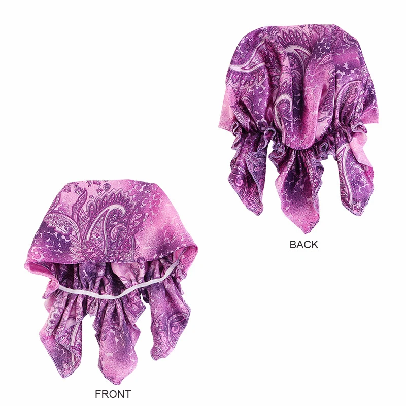 New Women Paisley Print Satin Pre Tied Bandana Scarf Muslim Chemo Hat Beanie Turban Headwear for Cancer Patients Ladies Turbante