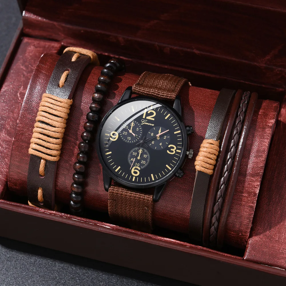 

2024 New Versatile Trend Disc Quartz Business Casual Men's Temperament Watch Set