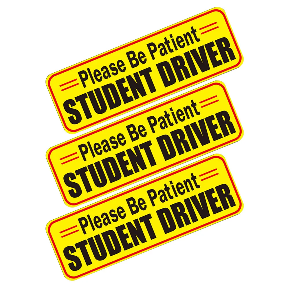 3 Pcs Car Stickers Student Driver Decals New Reusable Safety Sign Signs The Magnetic Force Pvc Reflective