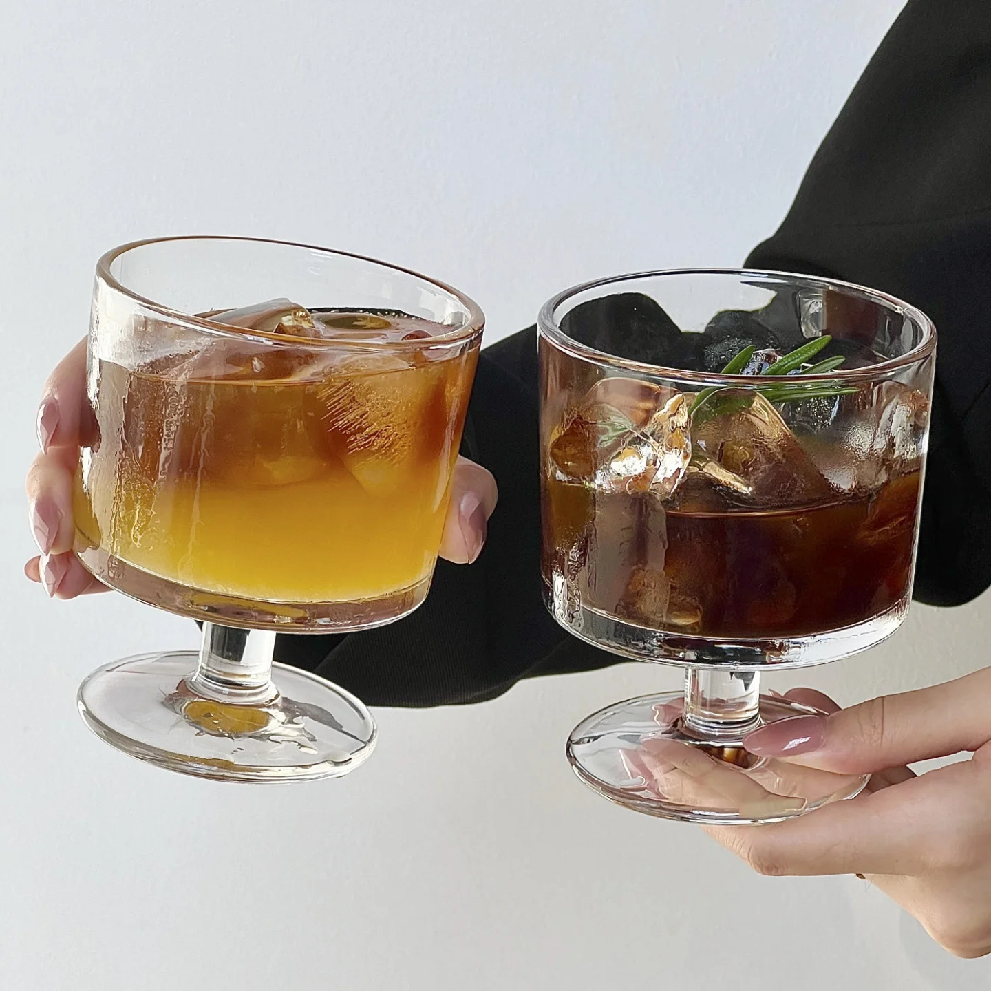Minimalist Coffee Glass Cup Short Footed Beverage Home Use Transparent Design Sense Drink  Simple Style Glass