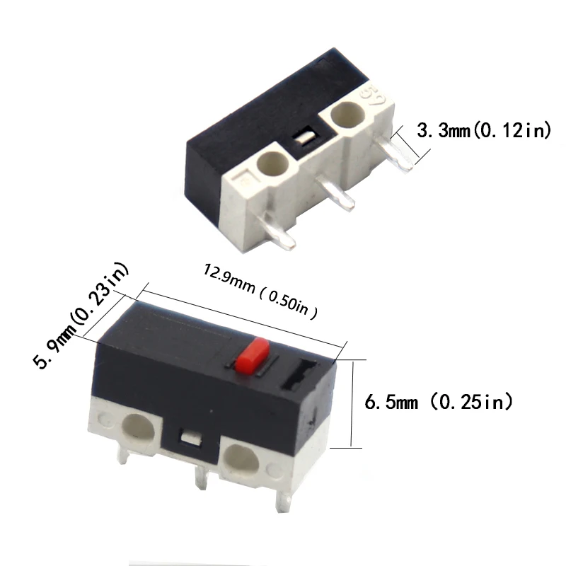 【50-10PCS】Mouse Switch Mini Micro Push Button Switch 3Pins 1A 125V AC
