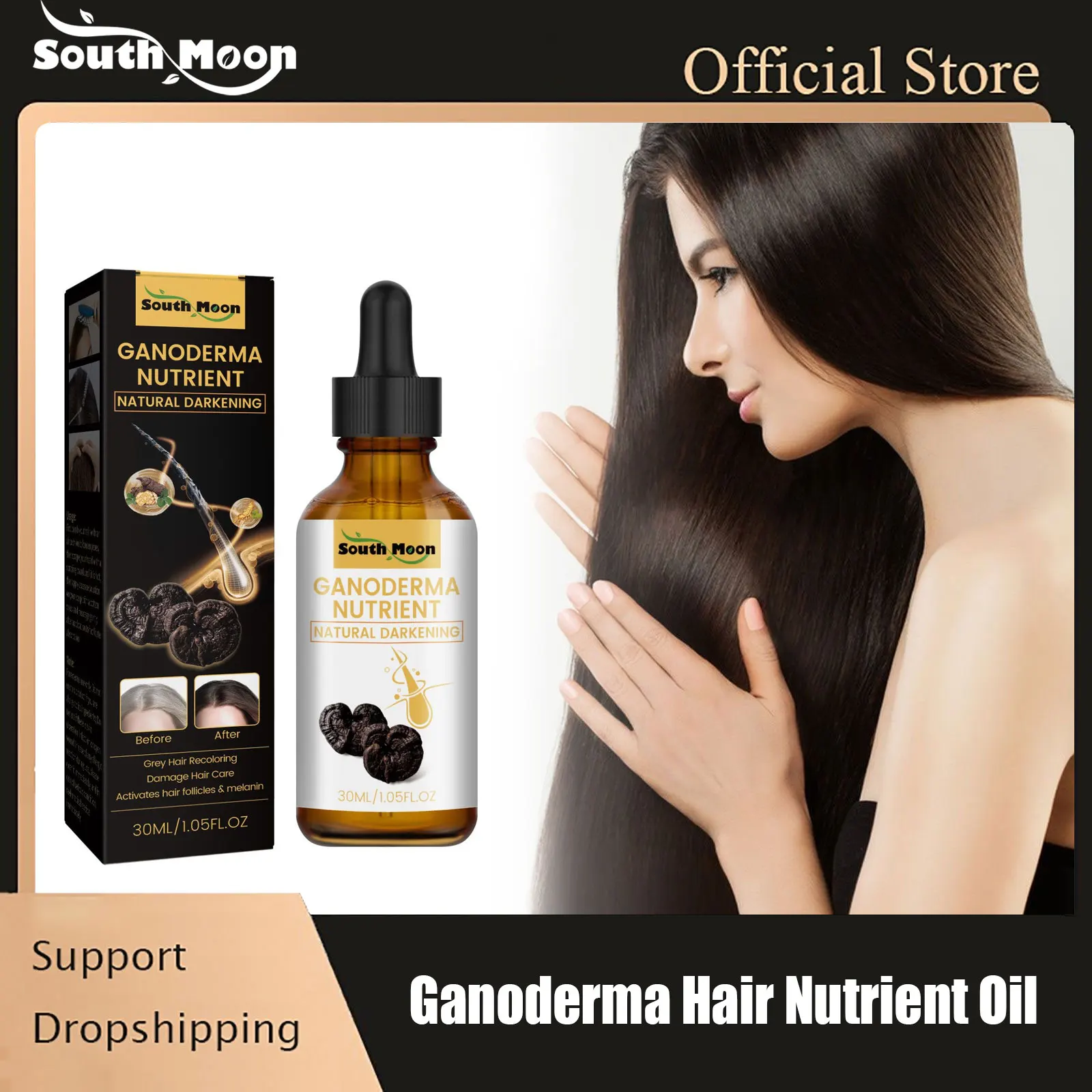 

Ganoderma Hair Essential Oil Nutrient Darkening Improving Greying Reducing Damaged Prevent Loss Repairs Roots Hair Growth Serum