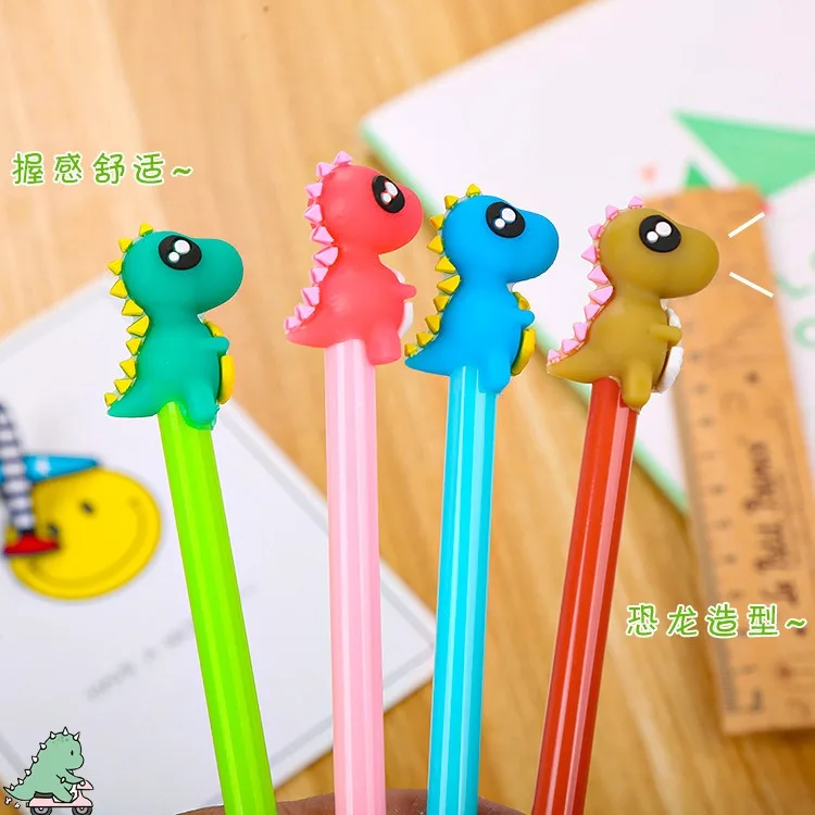 

4Pcs Lytwtw's Cartoon Stationery Cute Kawaii Dinosaur Boy Gel Pen School Office Supply Handle Novel Creative Sweet pretty lovely