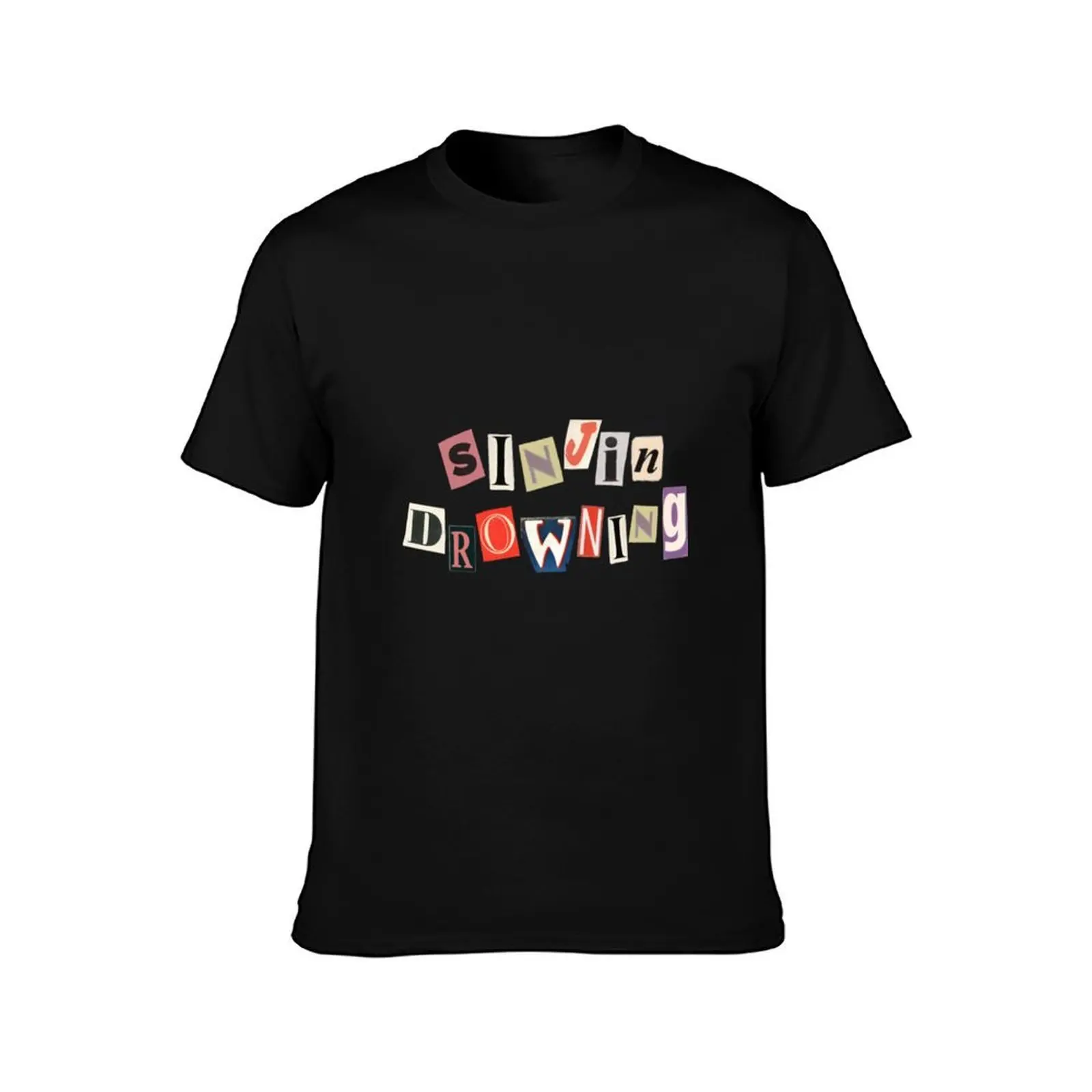 sinjin drowning T-Shirt, Summer Casual Cotton Tee, Oversized Streetwear Tops, Vintage Graphic Print, Loose Fit Short Sleeve