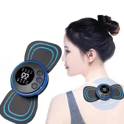 Neck Massager Portable Mini Electric Neck Massage Relaxation Machine Cervical Stimulator Pain Relief Kneading Gel Pads Household