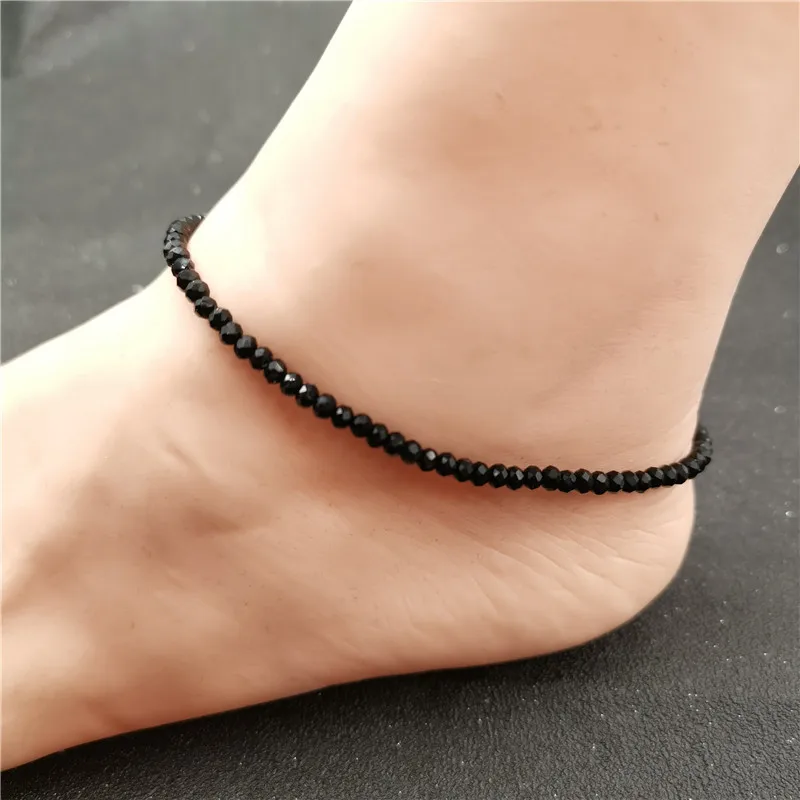 2022 New Summer Beach Foot Jewelry For Women Girls Ladies Black Beaded Anklets Gold Silver Color Beads Ankle Bracelet On the Leg