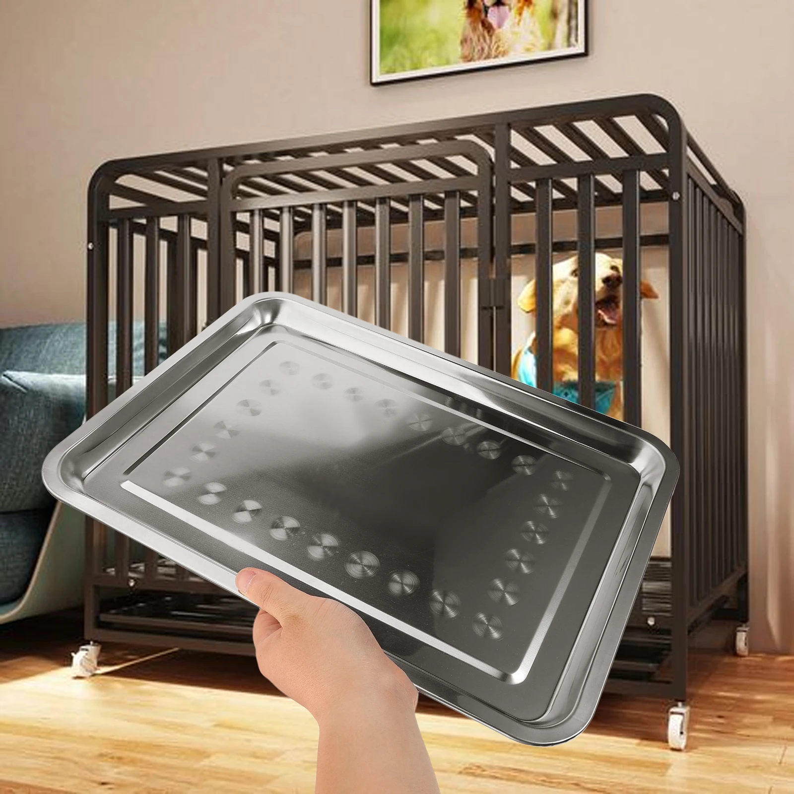 

Pet Tray Bird Cage Pan Animal Poop Dog Crate Replacement Bunny Bottom Litter Stainless Steel Holders Travel