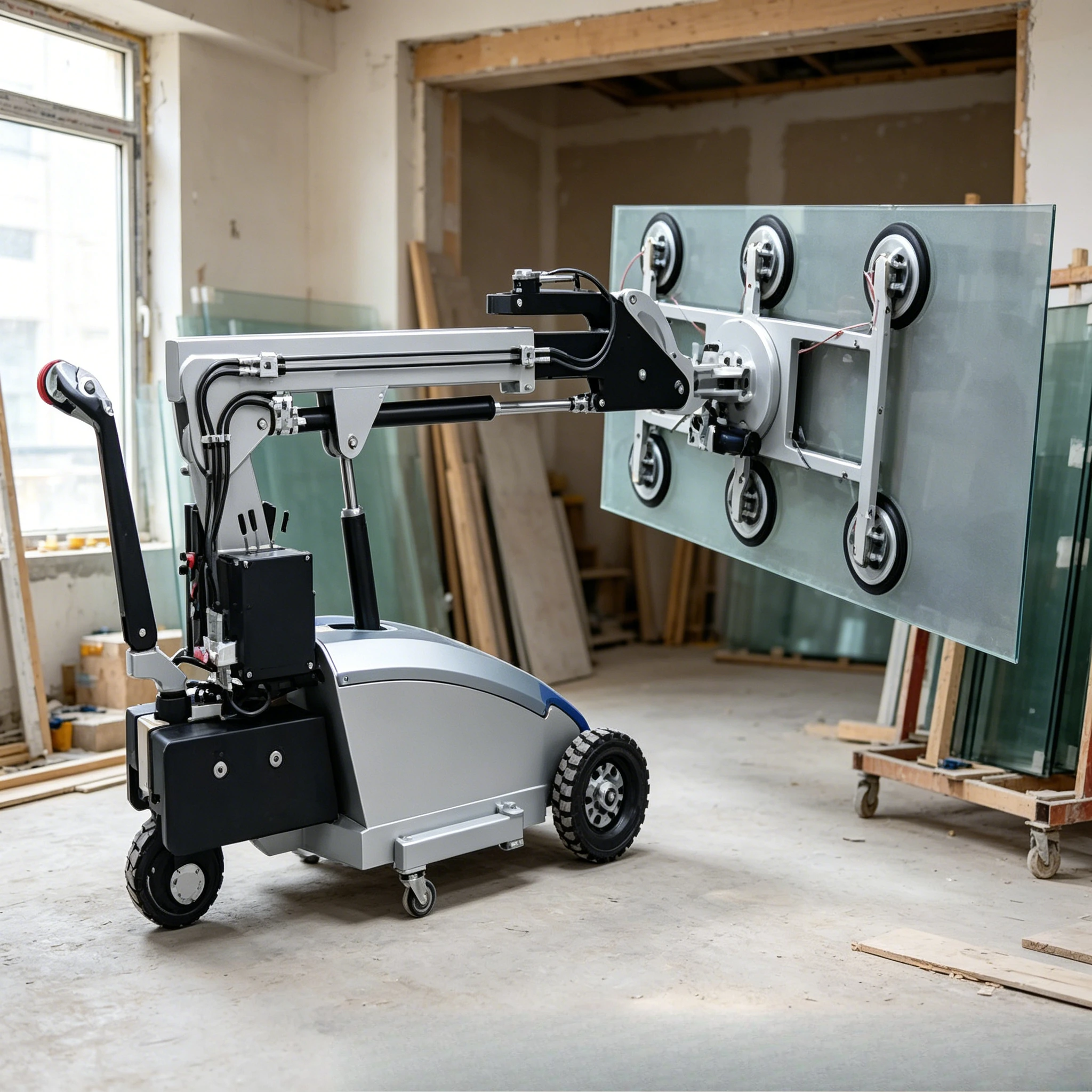 Rough Terrain Outdoor Electric Vacuum Glass Lifter Robot Suction Cup Trolley for Curtain Wall Installation Customized