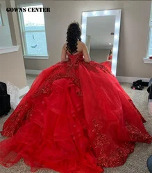 Red Ruffels Sequin Appliques Quinceanera Dresses Ball Gown 2024 Princess Sweet 16 Dresses Wedding Gown Luxury vestidos de 15