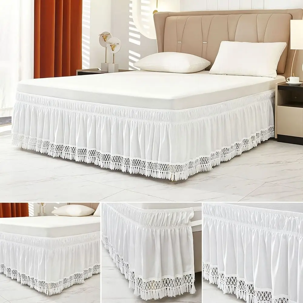Solid Color Bed Skirts Fade Resistant Breathable Bed Ruffles Wrap Wrinkle Resistant Comfortable Bed Cover Protector